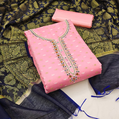 manvaa Jacquard Embellished Salwar Suit Material