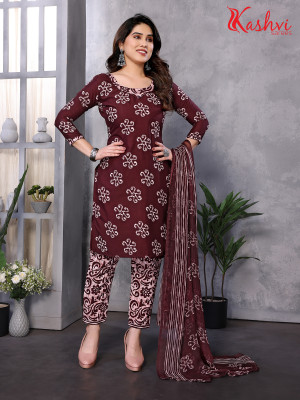 Kashvi Crepe Paisley, Geometric Print Salwar Suit Material