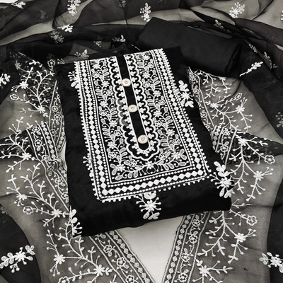 Fasdest Organza Embroidered Salwar Suit Material