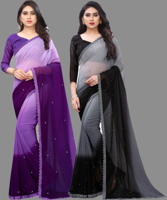 PRIHAL ART Georgette Embellished Blouse Material