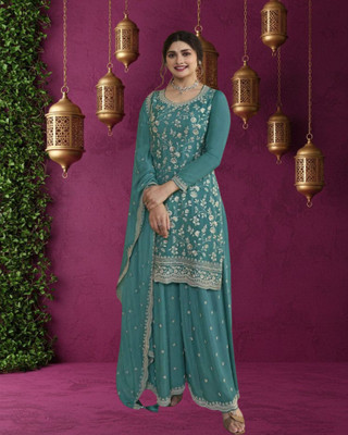Dealbazaars Corporation Georgette Embroidered, Embellished, Self Design, Paisley Salwar Suit Material
