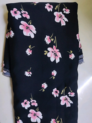 JESVI Crepe Floral Print Kurta Fabric