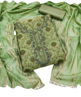 Samah Polycotton Embroidered, Embellished, Printed Salwar Suit Material