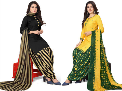 STYLEVEDA Crepe Printed Kurta & Patiyala Material