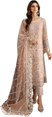 LAZORIFASHION Georgette Embroidered Salwar Suit Material