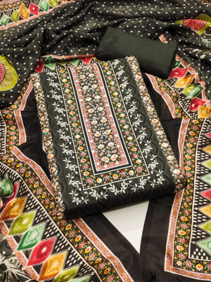 PandadiSaree Silk Blend Embellished, Printed Salwar Suit Material