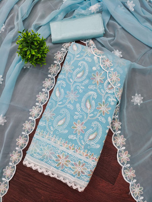 NEGRONISTAR Georgette Embroidered Salwar Suit Material