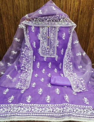 Husnpari Organza Embroidered Salwar Suit Material
