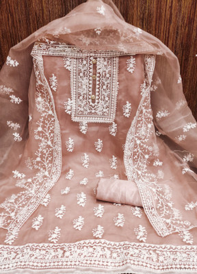 Husnpari Organza Embroidered Salwar Suit Material