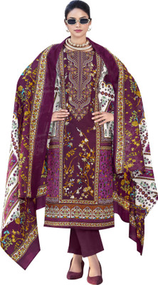DRAVINAM Trends Pure Cotton Embroidered Salwar Suit Material