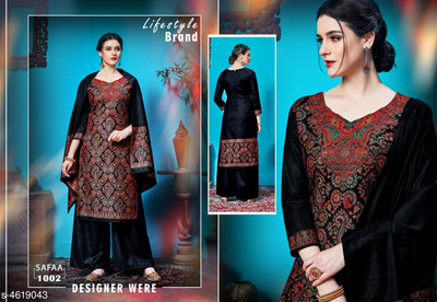 Safaa Acrylic Blend Printed Kurta & Palazzo Material