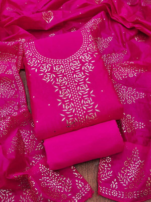 RUDRAA FAB Chanderi Embroidered Salwar Suit Material