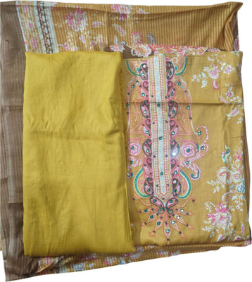 N Vedha Fashion Hub Cotton Linen Dyed Kurta & Patiyala Material