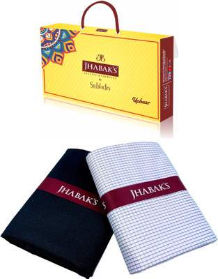 JHABAK'S Polyester Checkered, Solid Shirt & Trouser Fabric