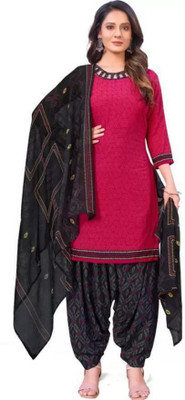 SIMPLYETHNIC Crepe Solid, Printed Salwar Suit Material