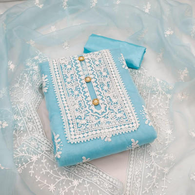 Peachmode Organza Embroidered Salwar Suit Material