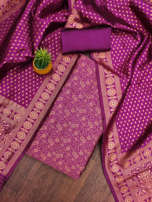 manvaa Silk Blend Printed Salwar Suit Material