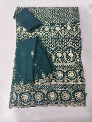 skyfiesta Georgette Embroidered Salwar Suit Material