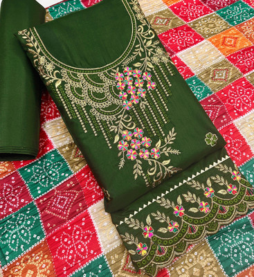 BR Designer Cotton Blend Embroidered Salwar Suit Material