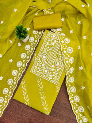 NEGRONISTAR Cotton Silk Embroidered Salwar Suit Material