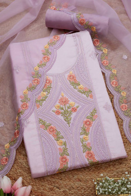 soch Silk Blend Embroidered Salwar Suit Material