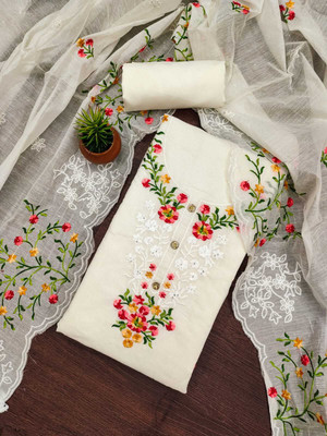 Vraj Textile Cotton Silk Embroidered Salwar Suit Material