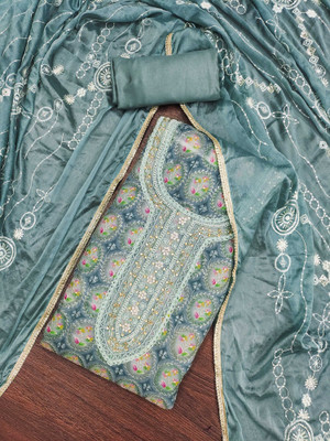 Blissta Organza Embellished Salwar Suit Material
