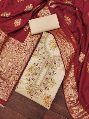 Tasrika Chanderi Floral Print Salwar Suit Material