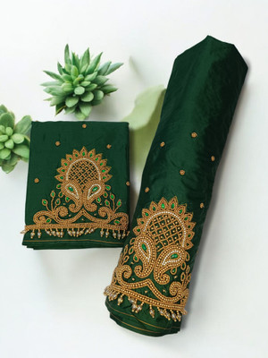 SM FASHION Silk Blend Embroidered Blouse Material