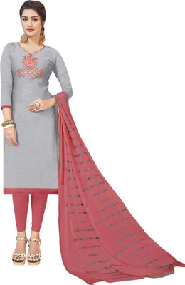 manvaa Silk Blend Embroidered Kurta & Churidar Material