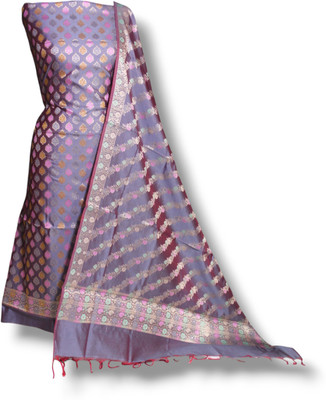 Pahnawa handlooms Silk Blend Floral Print Kurta & Churidar Material