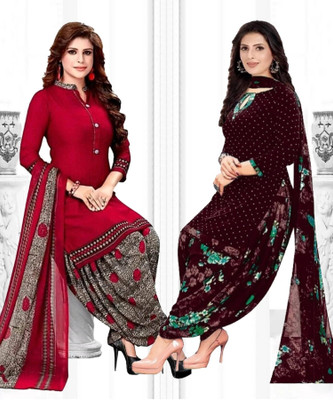 THIRA Crepe Solid, Printed Salwar Suit Material