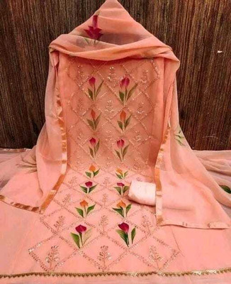 FUSIONVALLEY Georgette Printed Salwar Suit Material