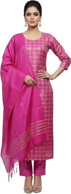 Luxury Silk Viscose Rayon Self Design Kurta with Jacket & Bottom Material