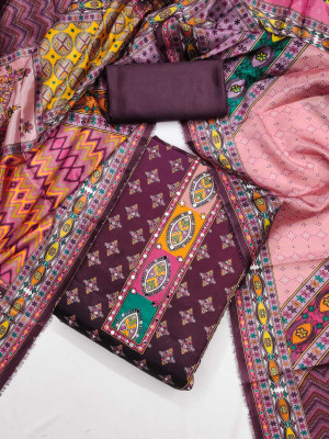 FLAPION CREATION Art Silk Graphic Print Salwar Suit Material