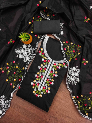 Divastri Cotton Blend Embroidered Salwar Suit Material