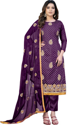 manvaa Chanderi Embroidered Salwar Suit Material