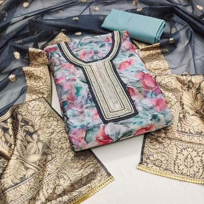 Kimisha Organza Printed Salwar Suit Material