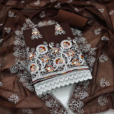 Divastri Cotton Blend Embroidered Salwar Suit Material