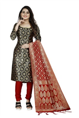 magicthreads Cotton Silk Floral Print, Self Design Salwar Suit Material