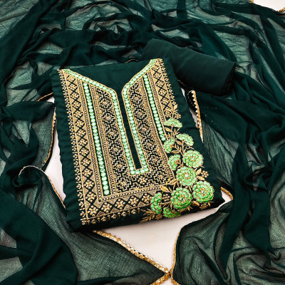 SAUMYA CREATIONS Satin Embroidered Kurta & Churidar Material