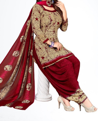 DnVeens Crepe Floral Print Salwar Suit Material