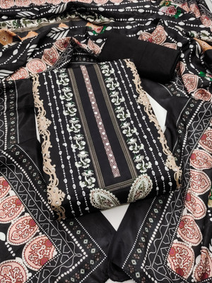 PandadiSaree Silk Blend Embroidered, Printed Salwar Suit Material