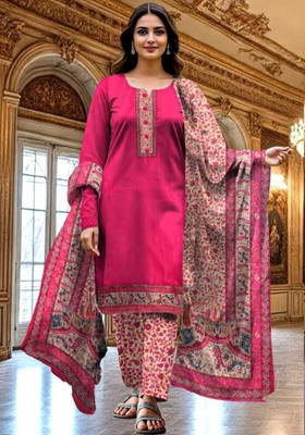 FAB JUNCTION Wool Printed Salwar Suit Material