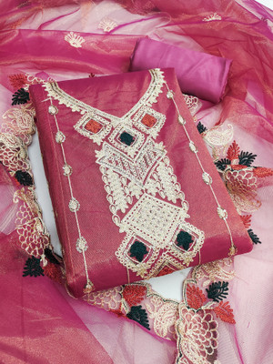 Nayanthara Trends Net/Lace Embroidered Salwar Suit Material