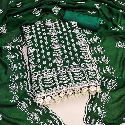 RUDRAA FAB Silk Blend Embroidered Salwar Suit Material