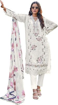 VIBHULEHENGA Georgette Embroidered Salwar Suit Material