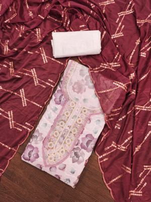 Blissta Organza Embroidered Salwar Suit Material