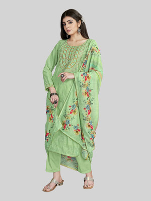 Tavas Chanderi Embroidered Salwar Suit Material