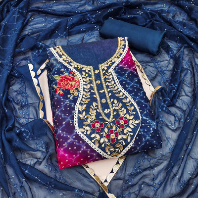 NEGRONI Organza Self Design Salwar Suit Material